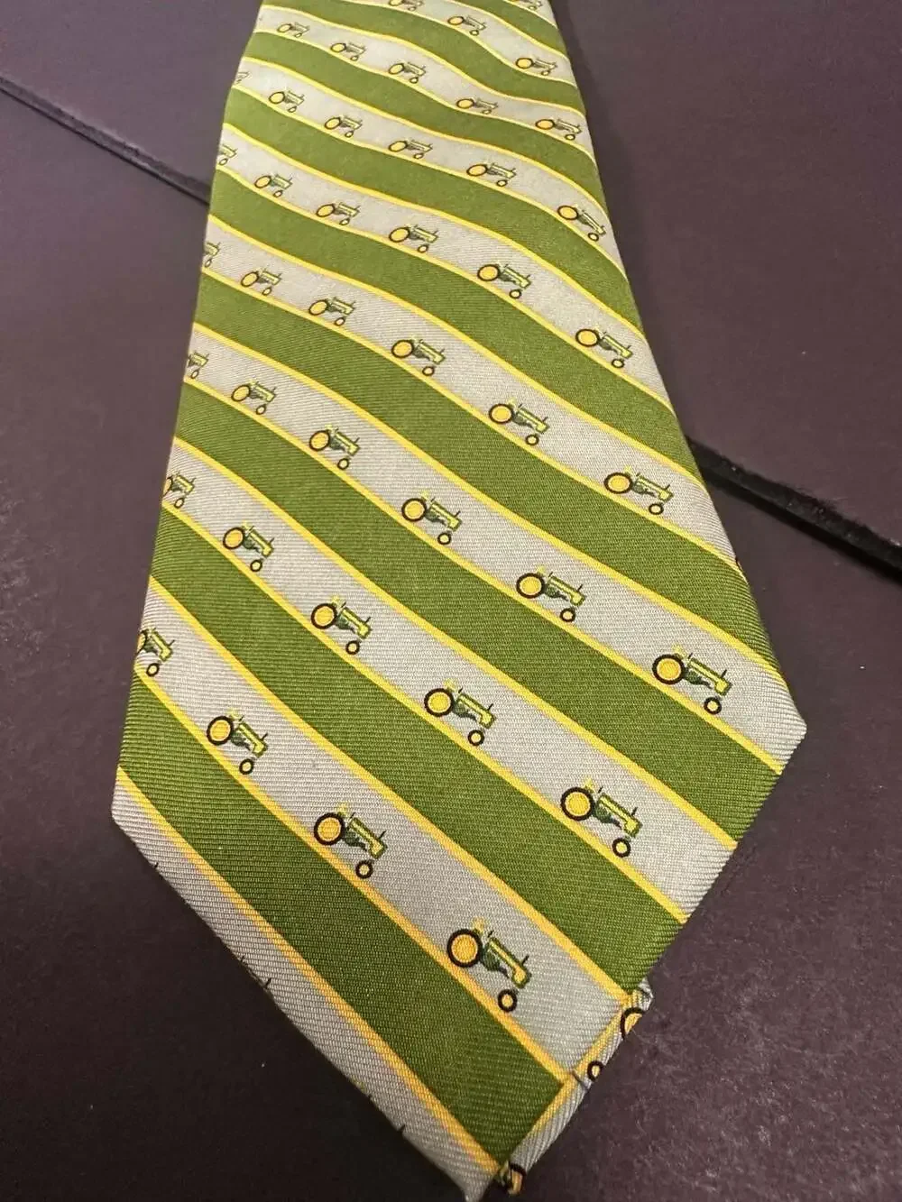 Vineyard Vines x John Deere Custom Collection Striped Tractor Pattern Silk Neckt